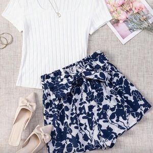Navy Floral Shorts